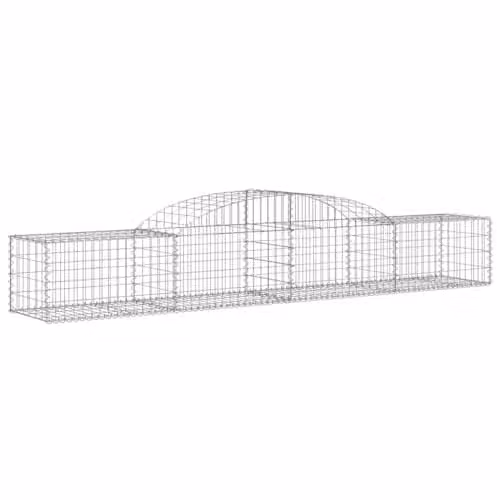 vidaXL 30-piece Arched Gabion Baskets in Silver Galvanised Steel, W/D/H: 300 x 50 x 40/60 cm