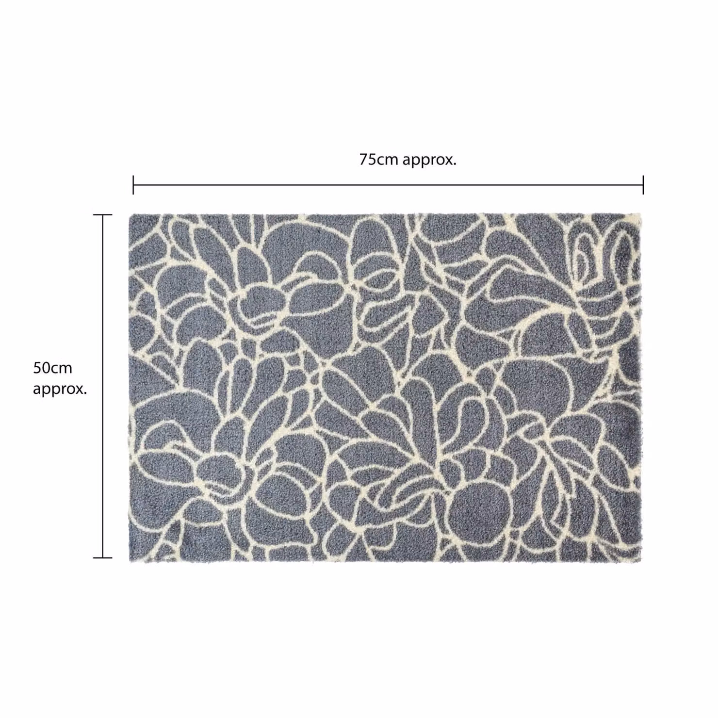 JVL Mega Floral Machine Washable Non-Slip Entrance Doormat, Blue and Grey, W: 150 cm, D: 50 cm – 5