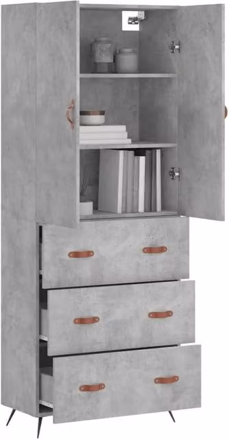 Berkfield Home Modern Highboard in Concrete Grey, W/D/H: 69.5 x 34 x 180 cm – 1