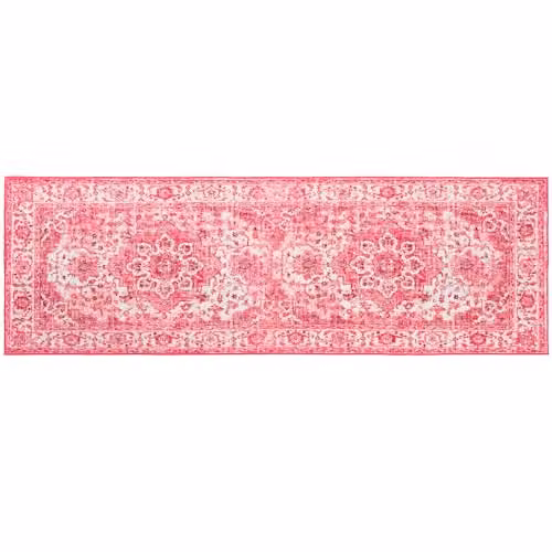 OHS Vintage Pink Washable Non-Slip Runner Rug for Hallway, Living Room or Kitchen, W: 66 cm, L: 200 cm – 3