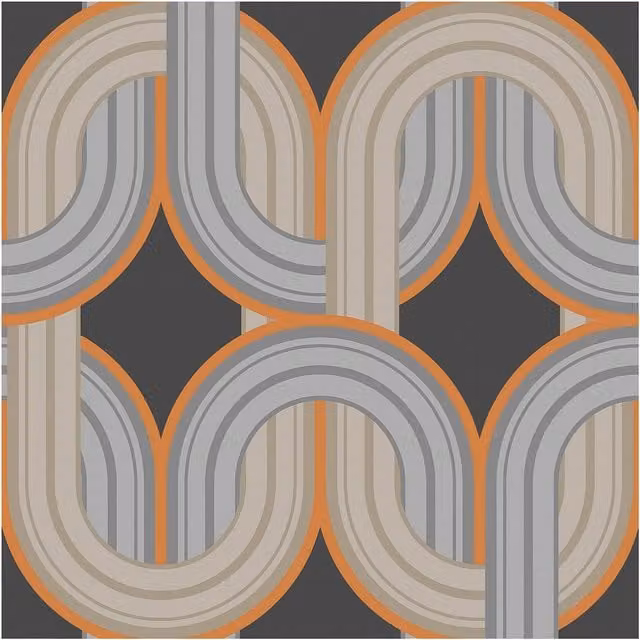 Envy In the Loop Choc Orange Geometric Abstract Mid-Century Wallpaper, Width: 52 cm, Length: 1000 cm – 1