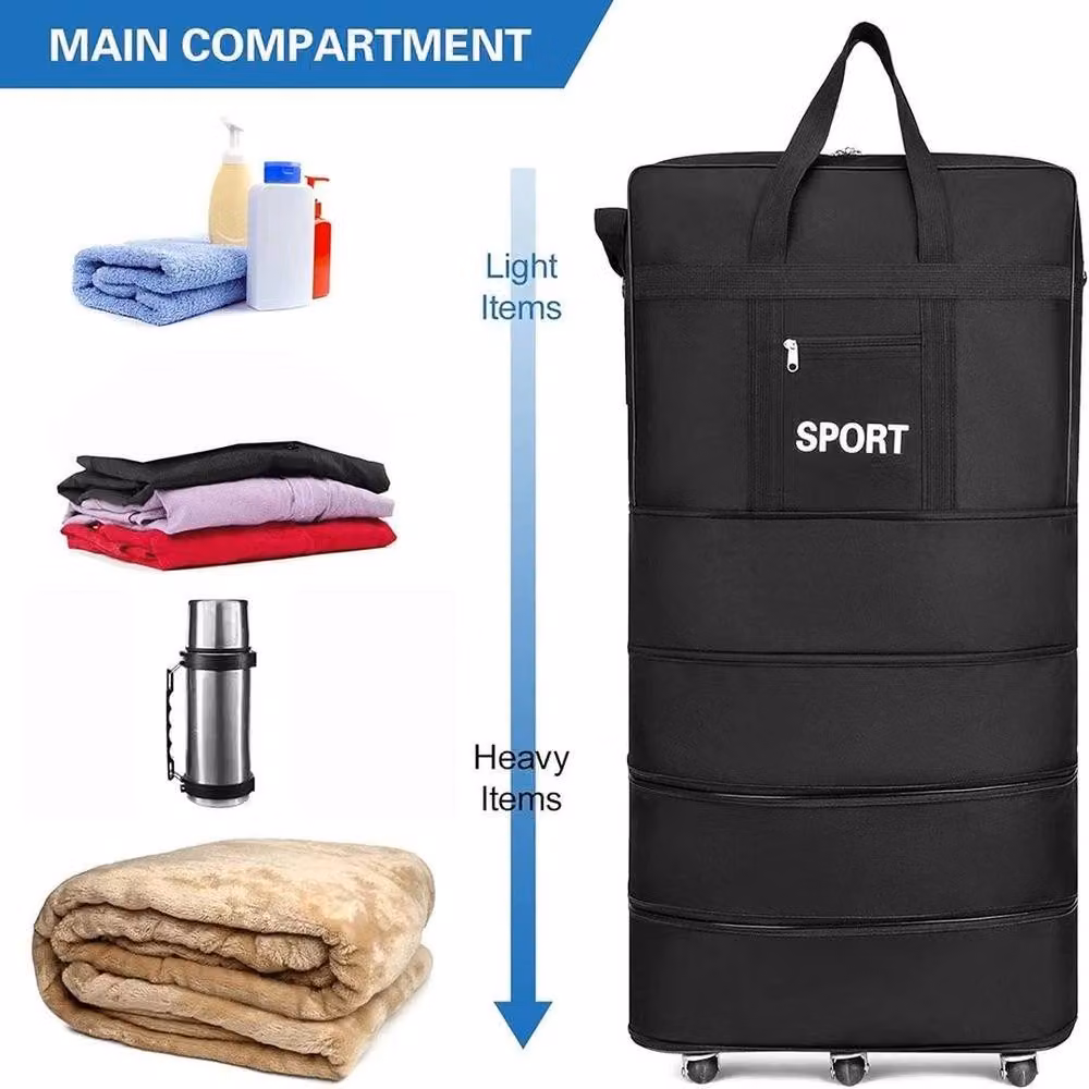 NESTLUNE Foldable and Expandable Luggage Bags in Black, W: 100 cm, D: 15 cm, H: 15 cm – 4