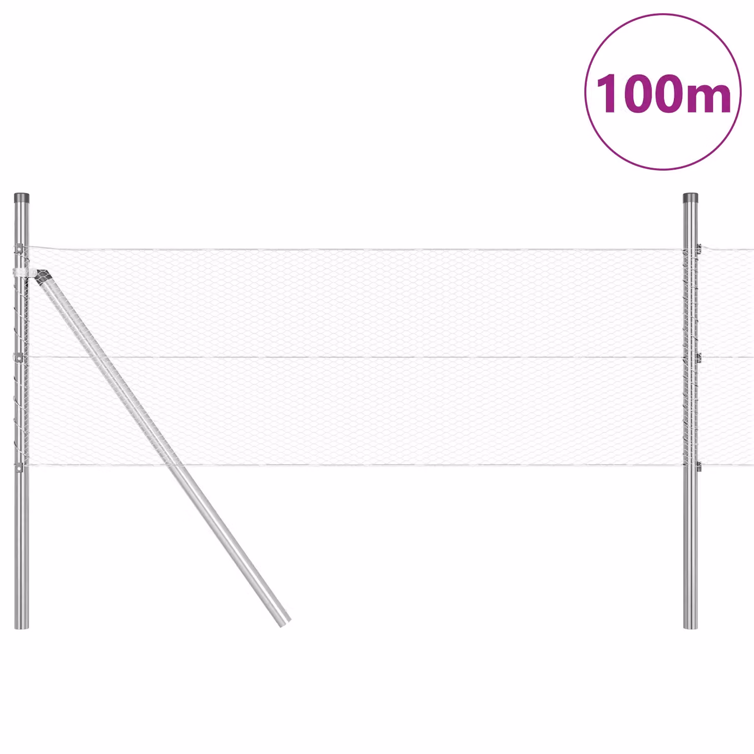 Berkfield Home Hexagon Fence in Silver Galvanised Steel, W/H: 0.4 x 100 m – 2