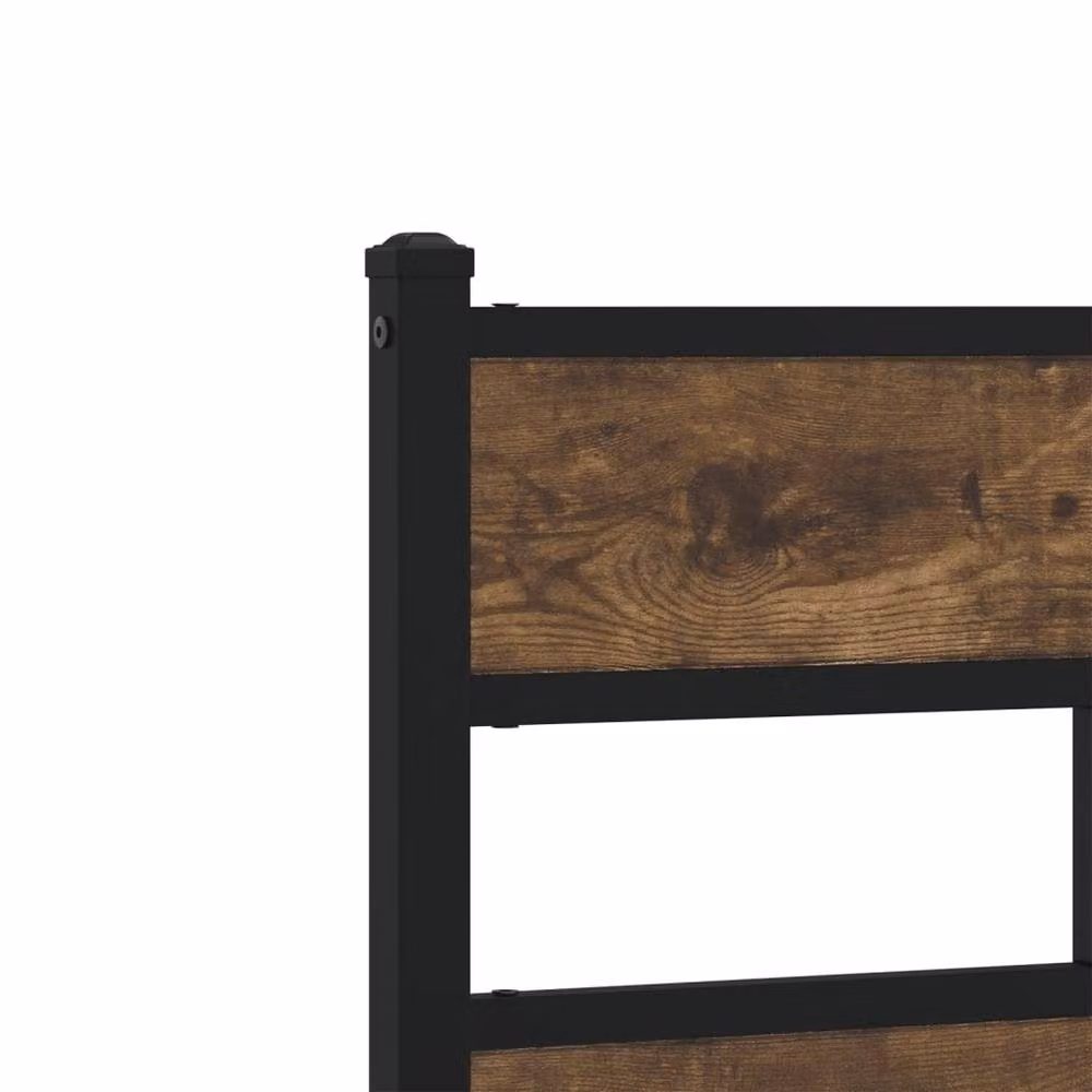Berkfield Home Elegant Industrial Bed Frame in Smoked Oak and Metal, Brown, W/D/H: 100 x 200 x 91.5 cm – 6