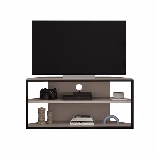 HOCUS PICUS Modern TV Unit with Media Compartments in Grey and Brown Oak Wood and Metal – 3