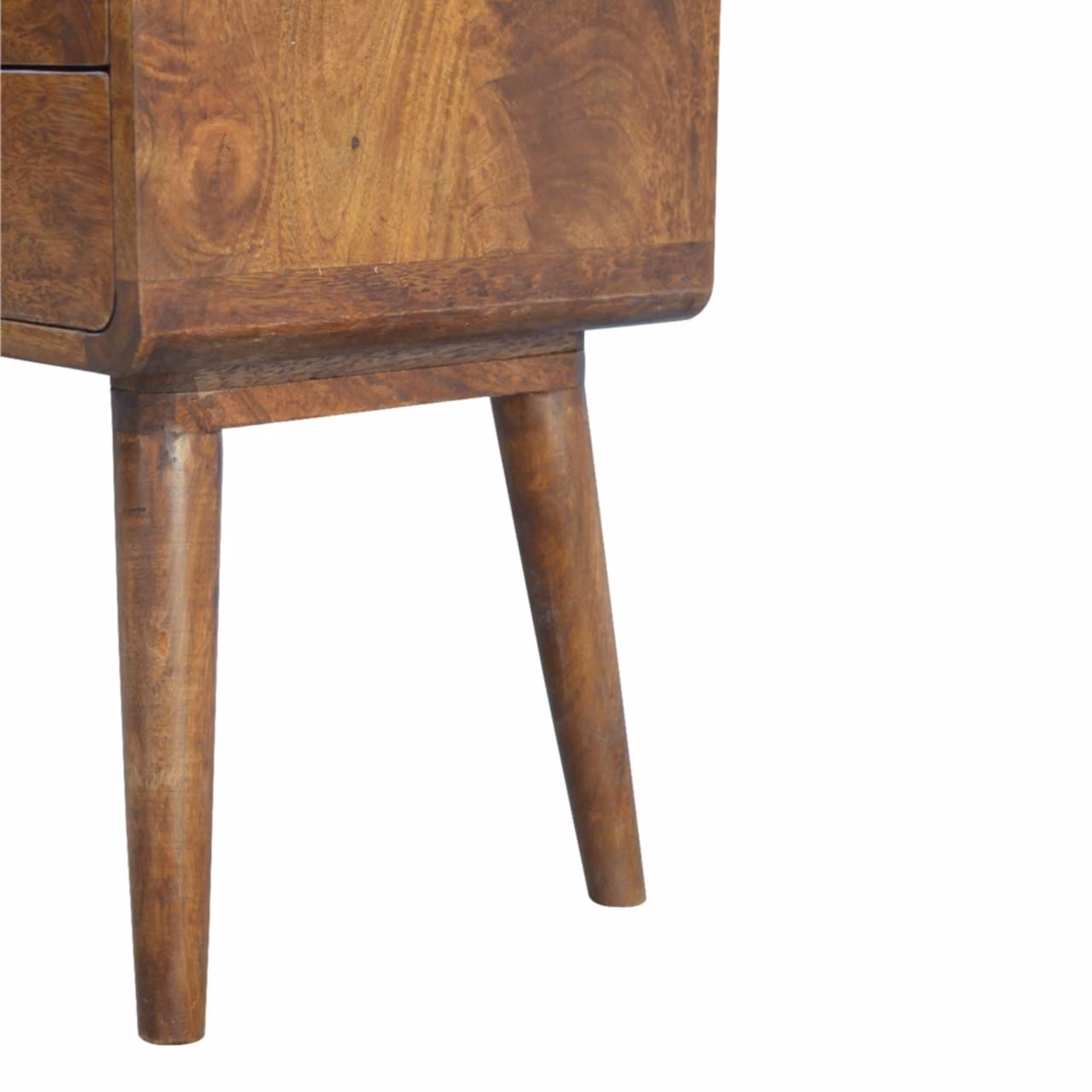 Aosom UK Solid Wood Curved Bedside Table with 2 Drawers, Brown, W/D/H: 45 x 35 x 55 cm – 4