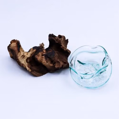 Ancient Wisdom Handmade Molten Recycled Glass Wavy Bowl in Transparent – 2