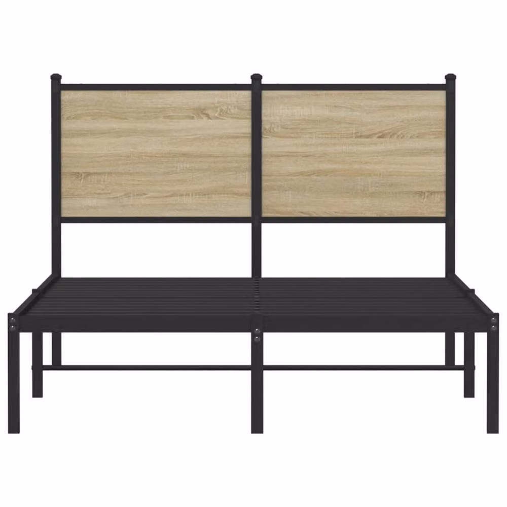 Berkfield Home Metal and Wood Bed Frame in Sonoma Oak and Black, Small Double, W/D/H: 120 x 200 cm – 3