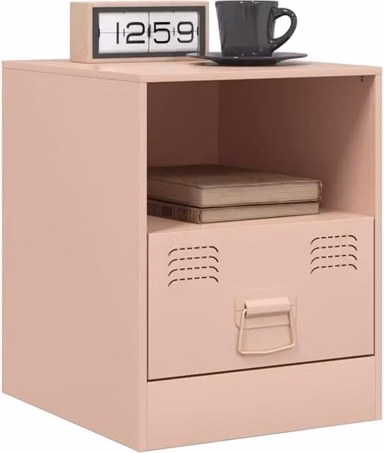 Berkfield Home Stylish Bedside Cabinets, 2-Piece Set in Pink Metal, W/D/H: 34.5 x 39 x 44 cm – 1