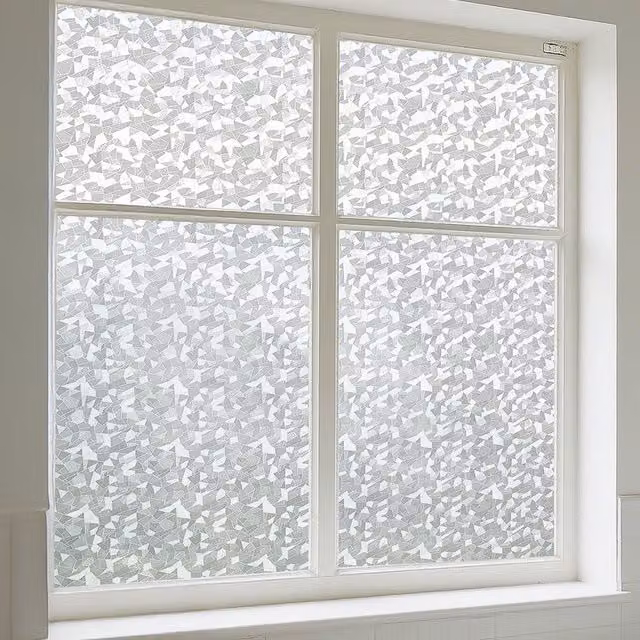 Livingandhome Self Adhesive 3D Privacy Film for Glass Windows in Translucent White Crystal Stone Pattern