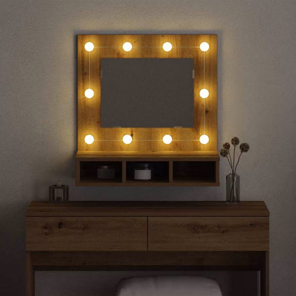 Berkfield Home Artisan Oak Vanity Unit with Mirror in Brown, W/D/H: 60 x 31.5 x 62 cm – 3
