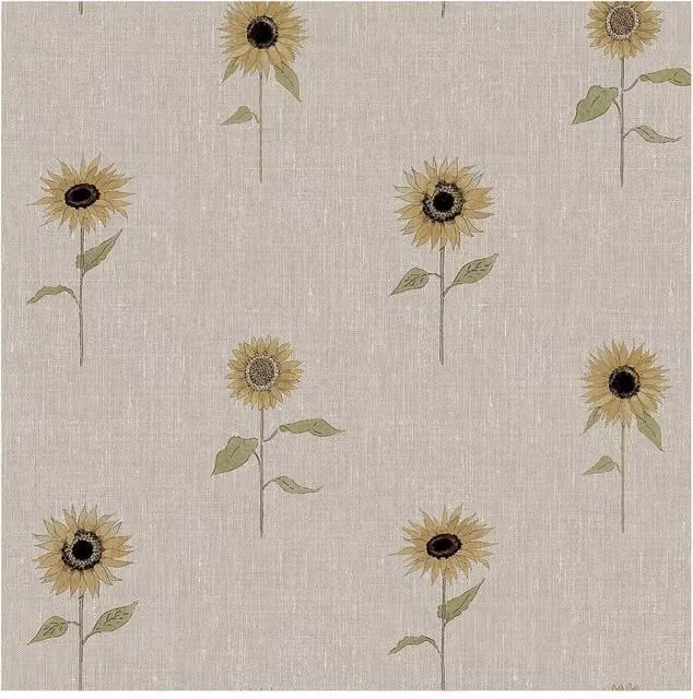 Sophie Allport Sunflowers Woven Wicker Floral Wallpaper in Beige and Yellow, Width: 52 cm