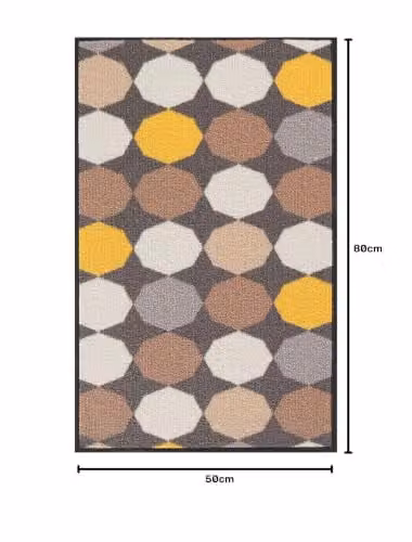 Serdim Rugs Havana Oval Non-Slip Washable Door Mat, Gold/Multicolour, W: 80 cm, D: 50 cm – 1