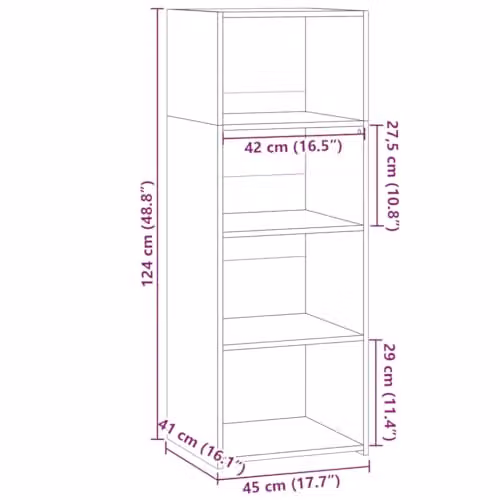 vidaXL Modern Highboard in Brown Smoked Oak, W/D/H: 45 x 41 x 124 cm – 3