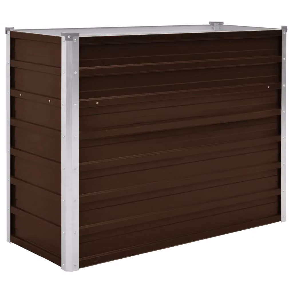 Berkfield Home Garden Brown Galvanised Steel Raised Bed W: 100 cm, D: 40 cm, H: 77 cm – 2