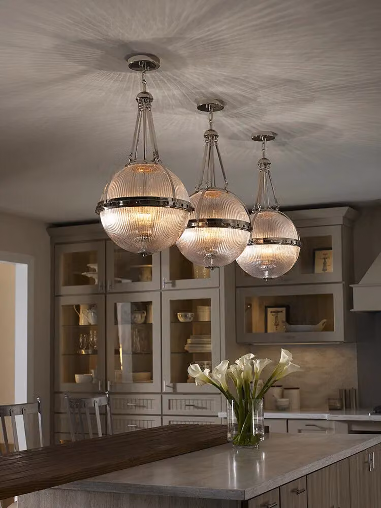 Loops 3 Bulb Ceiling Pendant Light Fitting in Silver with Transparent Glass Spheres, E14 60W LED Compatible – 2