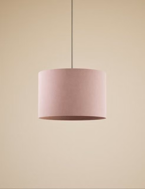 M&S Modern Cylinder Velvet Lamp Shade in Blush Pink