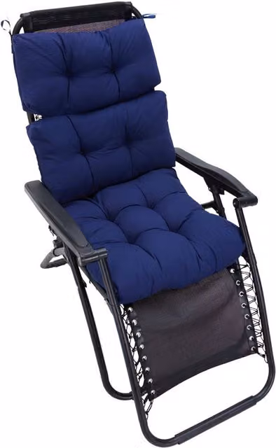 Livingandhome Blue Rectangular Tri-fold Outdoor Garden Chair Cushion with Removable Washable Cover