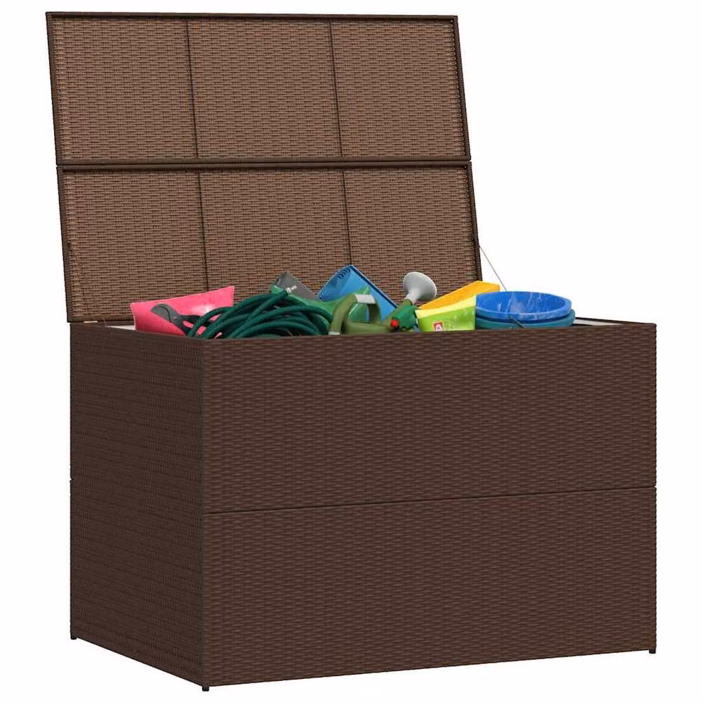 Berkfield Home Brown Poly Rattan Garden Storage Box W/D/H: 150 x 100 x 100 cm – 4
