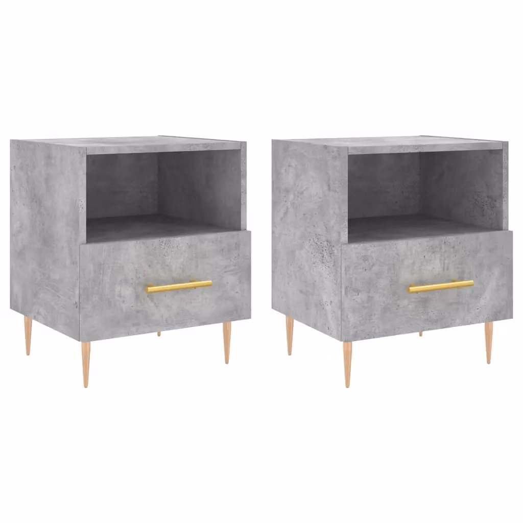 Berkfield Home Set of 2 Modern Bedside Cabinets in Concrete Grey, W/D/H: 40 x 35 x 47.5 cm – 2