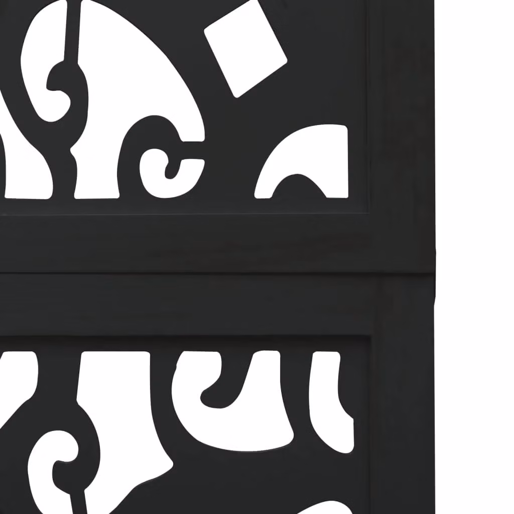 Berkfield Home 6 Panel Black Solid Wood Paulownia Room Divider – 6