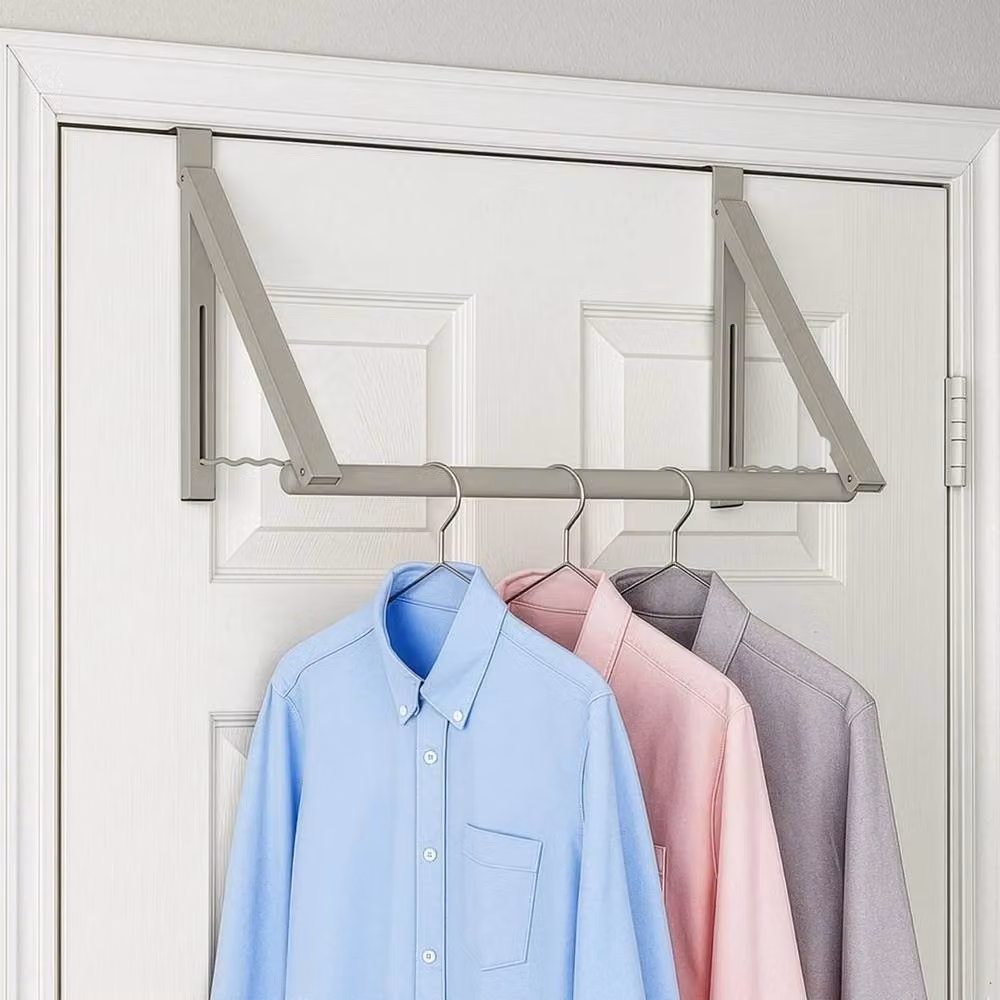 SPETLEK Foldable Over The Door Hanging Drying Rack in Grey – 3