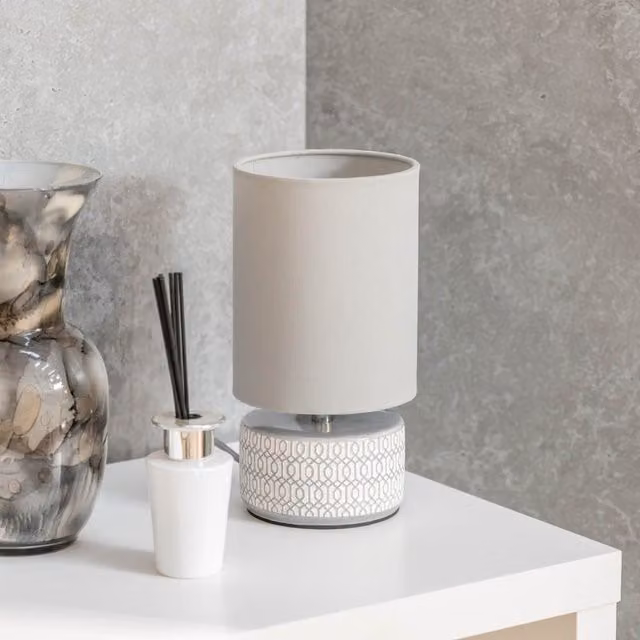 ValueLights Kaia Ceramic Table Lamps Set of 2 in Grey