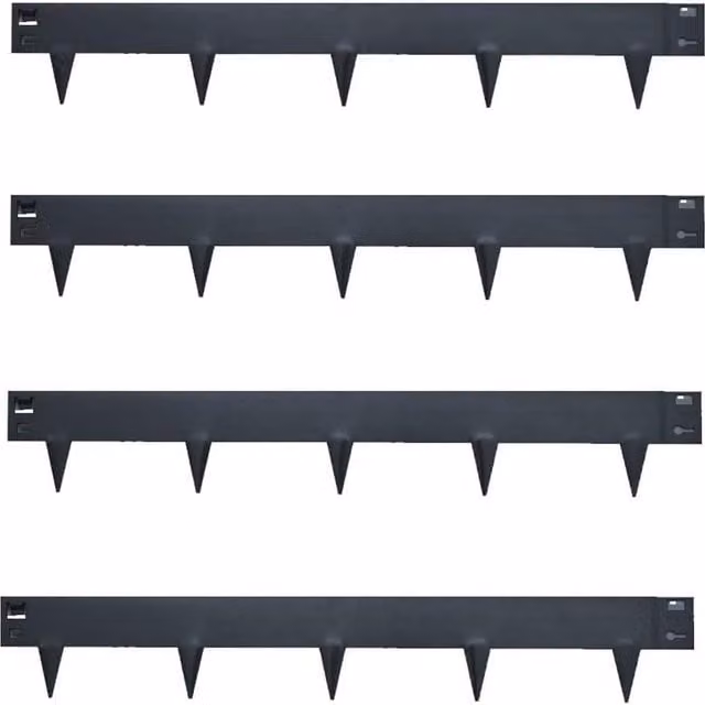 Garden Gear Pack of Four Heavy Duty Galvanised Steel Border Edging in Graphite Grey