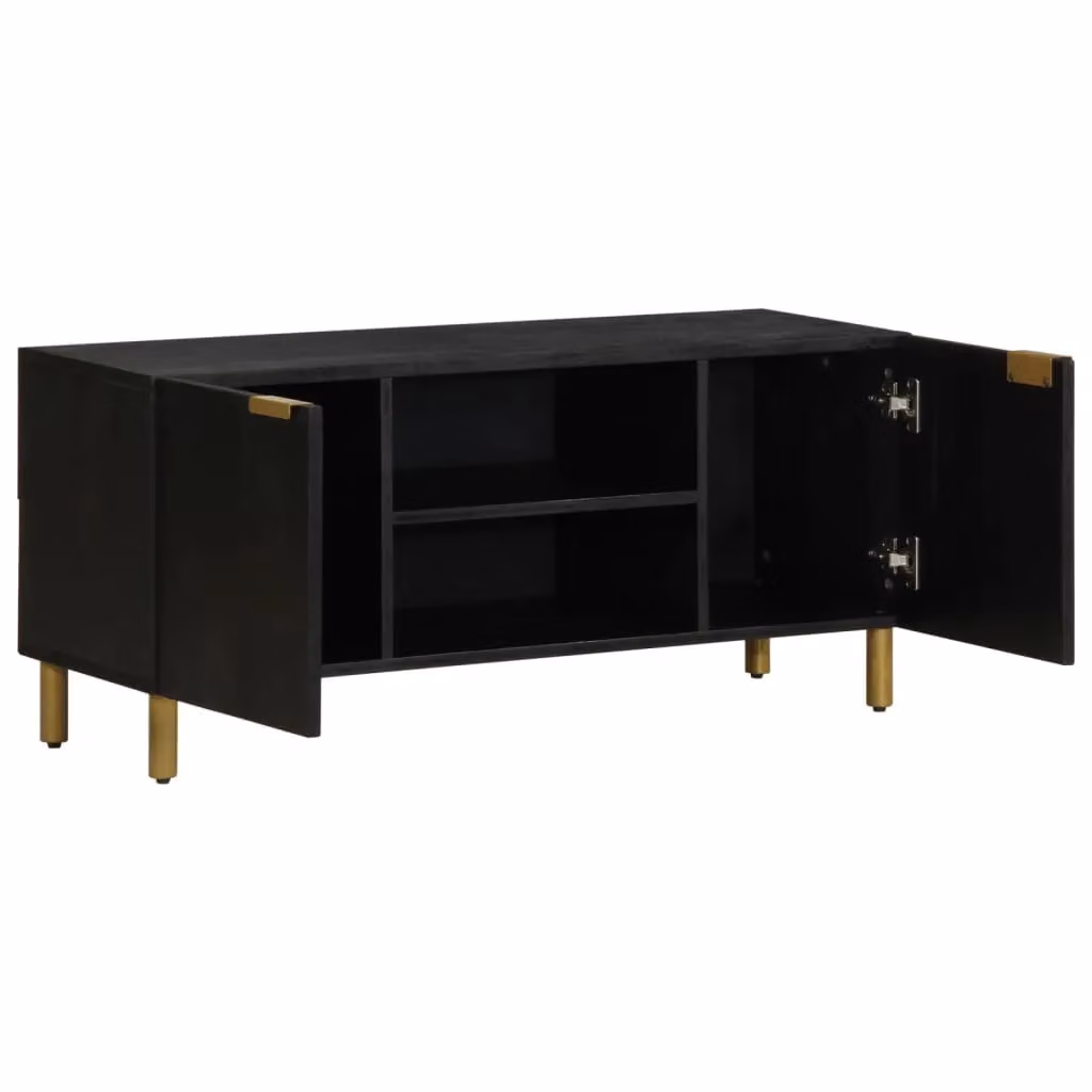 Berkfield Home Industrial Black TV Cabinet in Matt MDF and Metal, W/D/H: 105 x 33 x 46 cm – 2