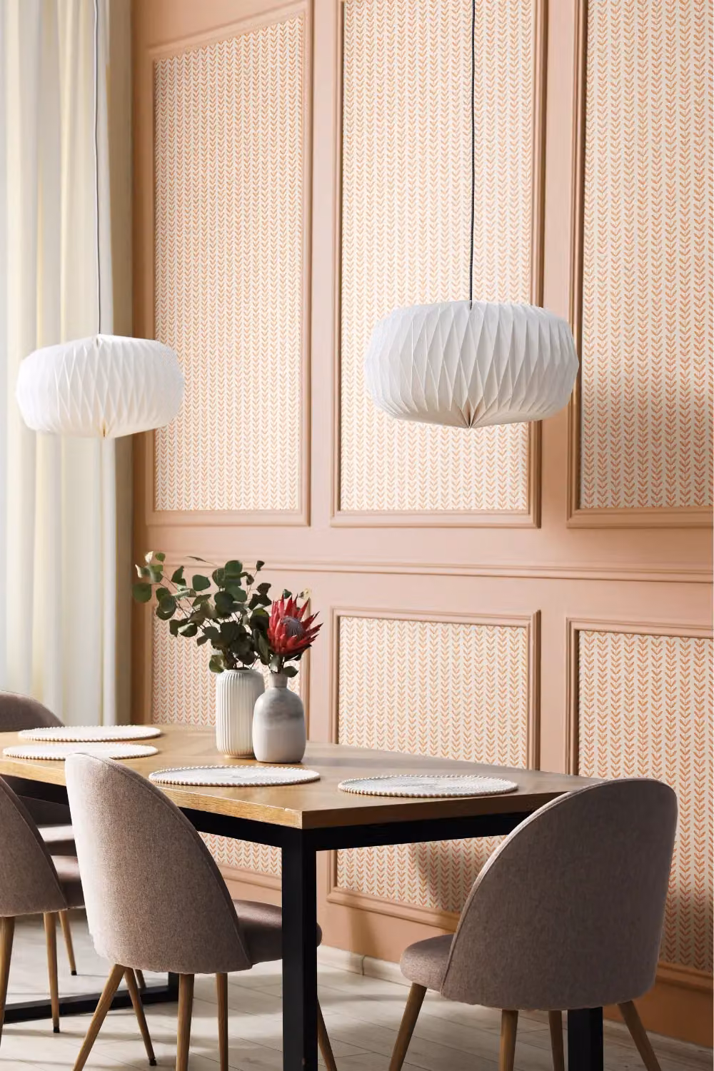Hoopla Walls Ditsy Leaf Stripe Botanical Floral Wallpaper in Pink – 2