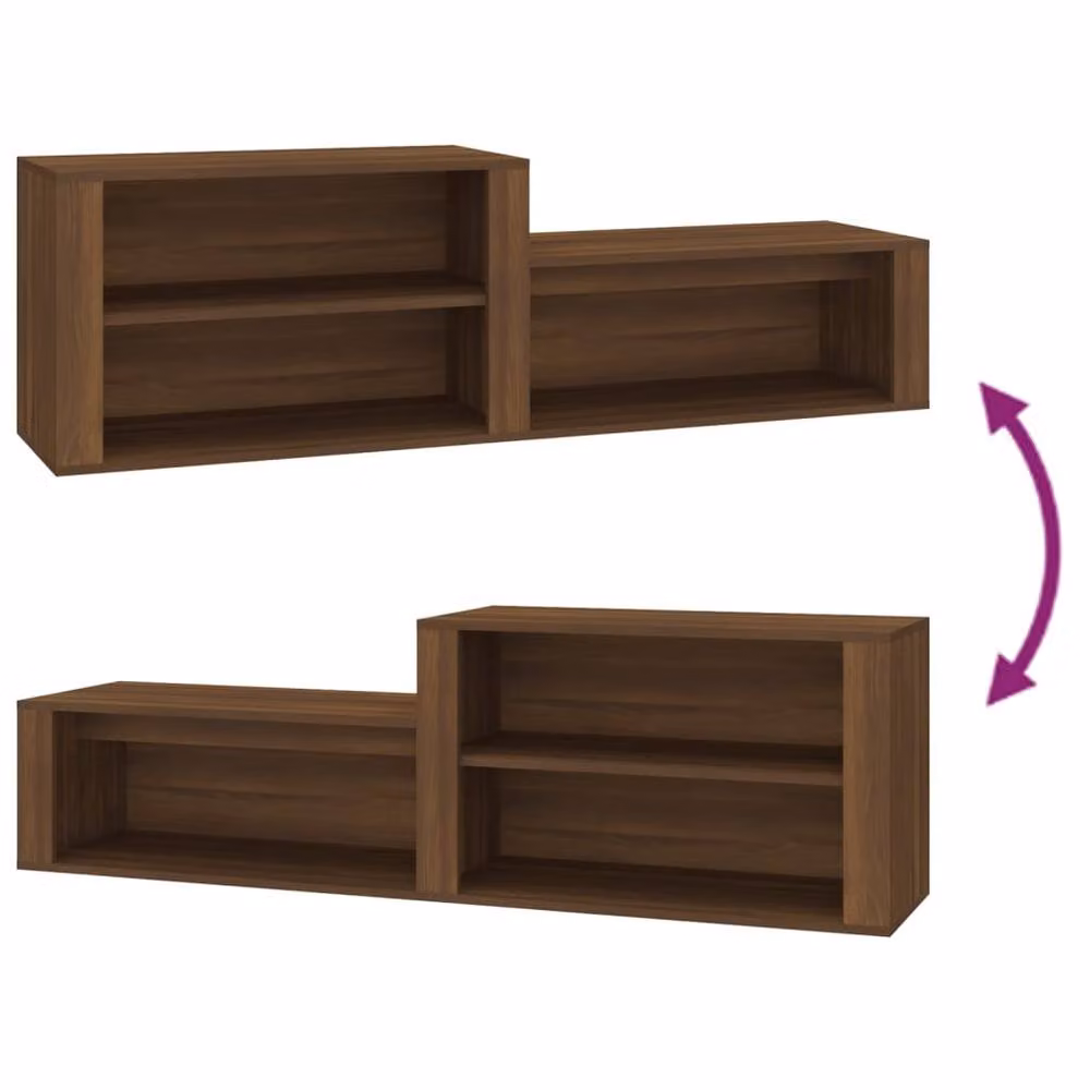 Berkfield Home Brown Oak Shoe Cabinet W: 150 cm, D: 35 cm, H: 45 cm – 4