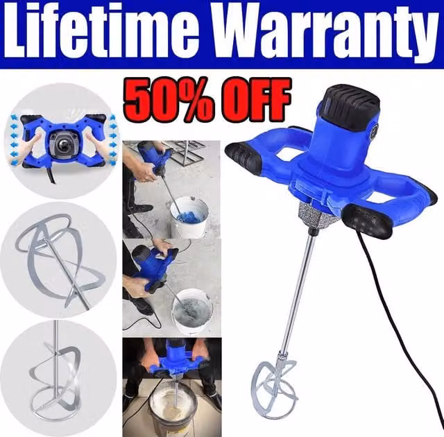 NESTLUNE 3000W Electric Plaster Mixer Cement Mortar Stirrer Paddle, Blue, W: 52 cm – 1
