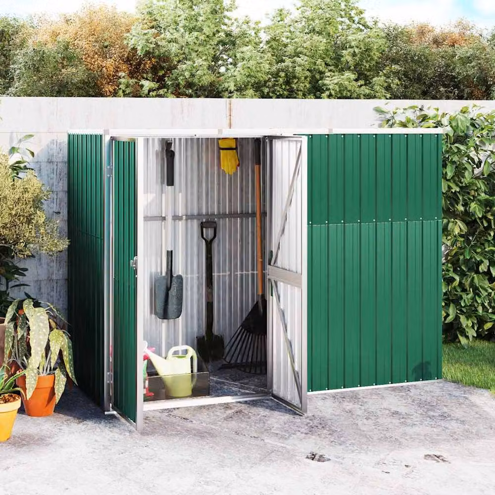 Berkfield Home Garden Tool Shed in Green, Galvanised Steel, W/D/H: 225 x 89 x 161 cm – 2