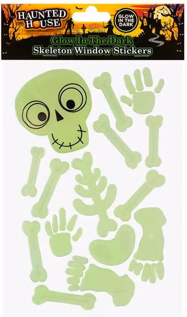 VFM e-Store Halloween Glow Skeleton Gel Window Stickers in Green