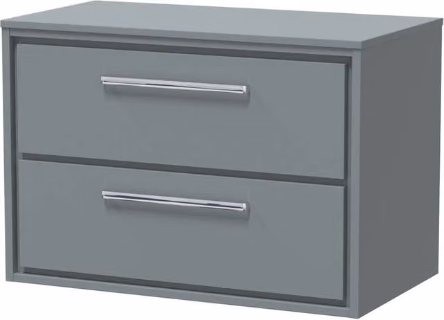 Balterley Coastal Grey Wall Hung 2-Drawer Vanity with Worktop, Width: 80 cm – 1