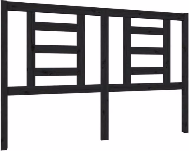 Berkfield Home Black Solid Wood Pine Bed Headboard W: 146 cm, D: 4 cm, H: 100 cm