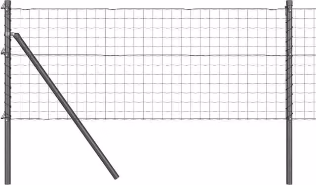 Berkfield Home Euro Fence with 13 Posts, Galvanised Steel, Dark Grey, 0.4 x 50 m