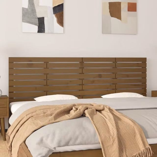 Berkfield Home Rustic Solid Wood Pine Wall Headboard in Honey Brown, W: 206 cm, D: 3 cm, H: 63 cm – 1