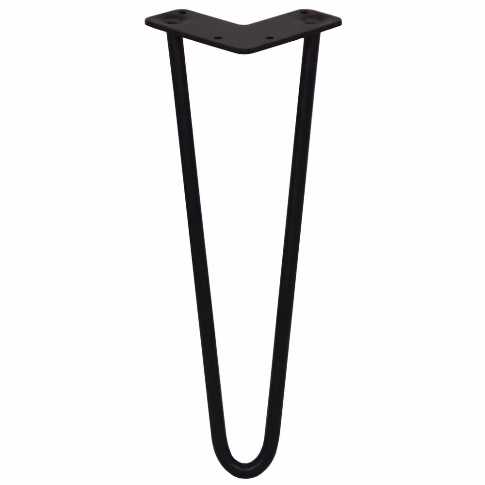 Monstershop Set of 4 Matt Black Steel 2-Prong Hairpin Legs, Height: 35.56 cm – 2