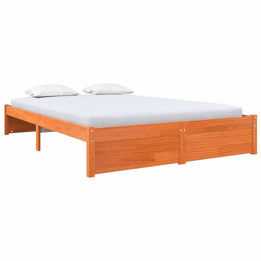 Berkfield Home Solid Pine Wood Bed Frame in Wax Brown, 150 x 200 cm – 2