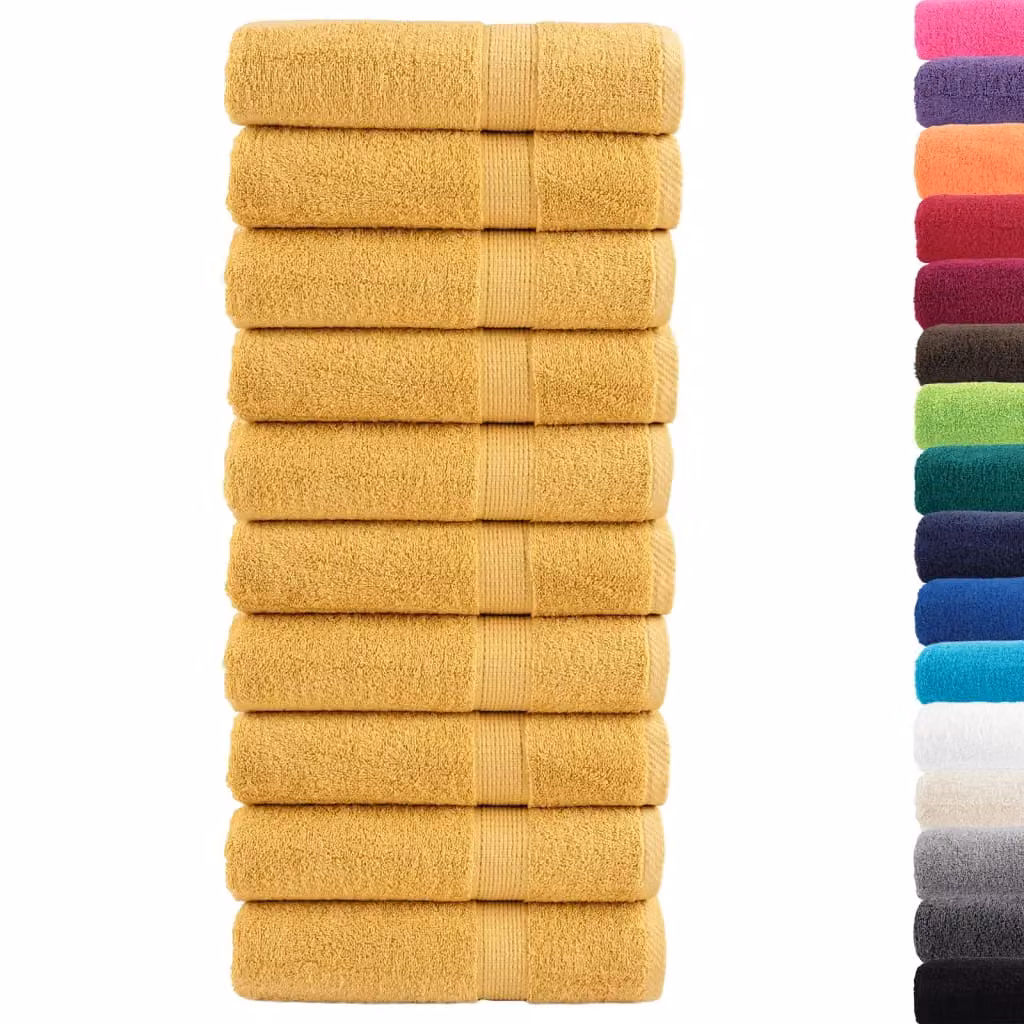Berkfield Home SOLUND Premium Cotton Terry Bath Towels, Gold, 10 Pack, W: 100 cm x L: 150 cm, 600gsm – 2