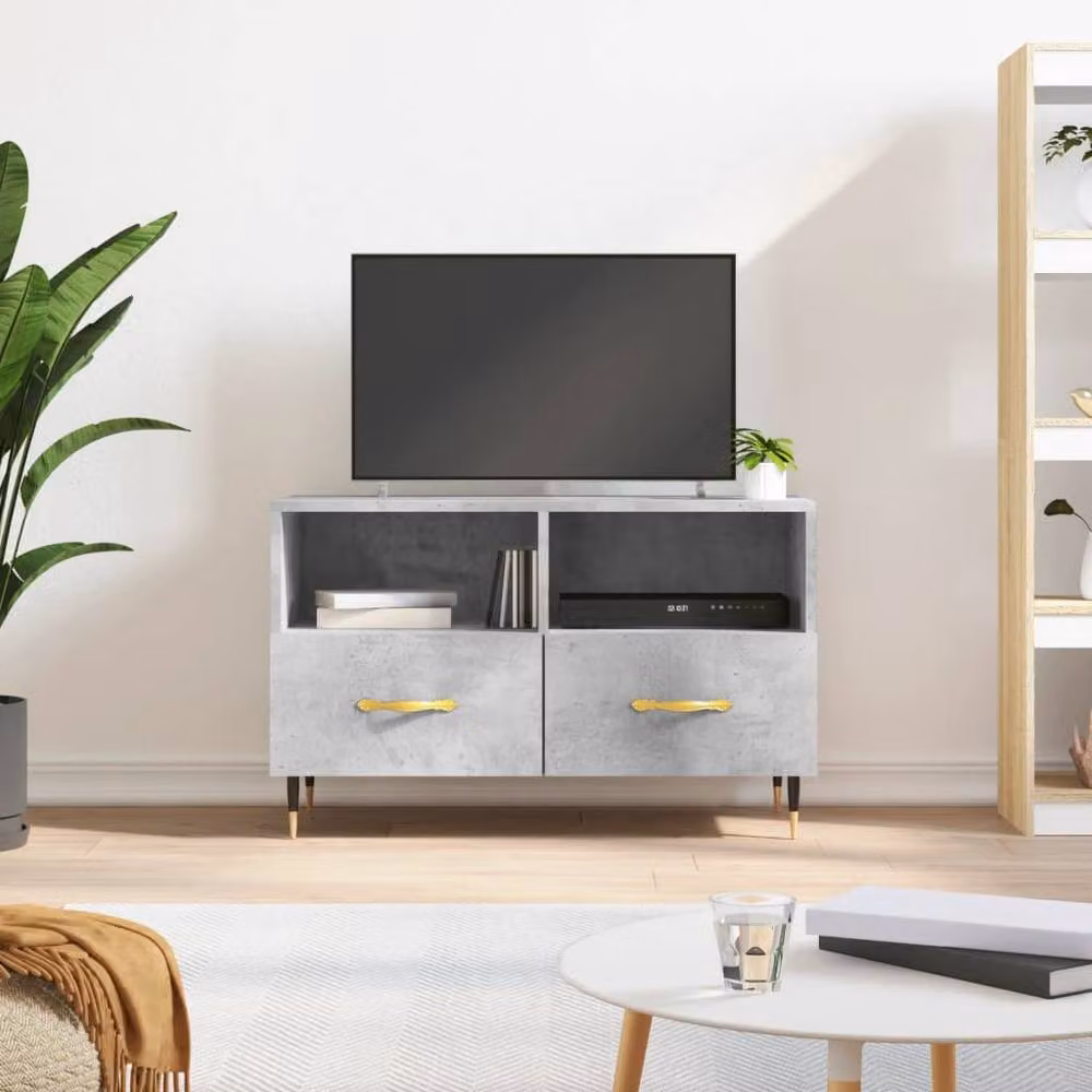 Berkfield Home Modern TV Cabinet in Concrete Grey, W/D/H: 80 x 36 x 50 cm – 2