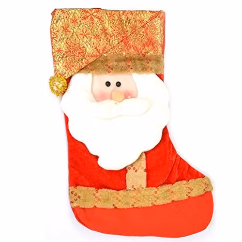 Shatchi Designer Santa Christmas Stocking in Red and Multicolour