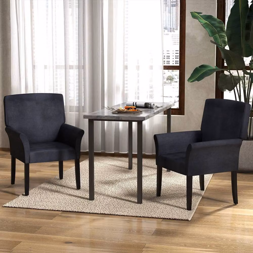 Kelvenix Black Velvet Executive Reception Chair with Rubberwood Frame – 4