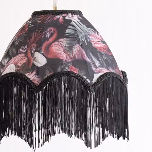 ValueLights Rosette Scalloped Flamingo Fabric Classic Lamp Shade with Black Tassels, Pink, Shade Width: 30 cm – 3