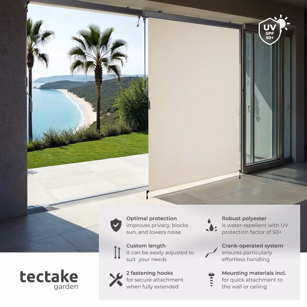 tectake Eloise Vertical Awning in Beige, W/H: 120 x 250 cm – 2