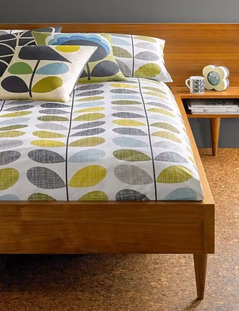 Orla Kiely Scribble Stem Duck Egg Blue Pure Cotton Duvet Cover
