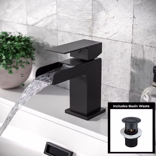 Nes Home Ozone Mono Basin Mixer Tap with Pop Up Waste, Matte Black – 1