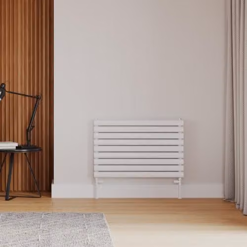 UK Radiators Omeara Axis White Horizontal Designer Radiator with Elliptical Tubes, H: 52.2 cm, W: 80 cm – 2