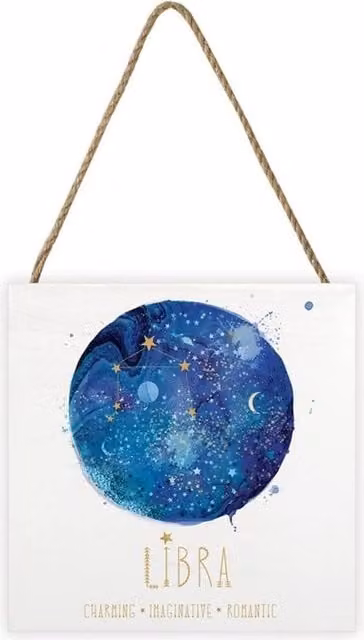 Summer Thornton Libra Abstract Typography Hanging Wooden Wall Plaque in White